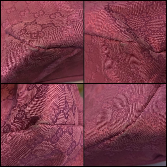 Gucci Vintage Medium Pink GG Canvas Horsebit Handle Shoulder Bag Handbag Tote - Picture 14 of 15